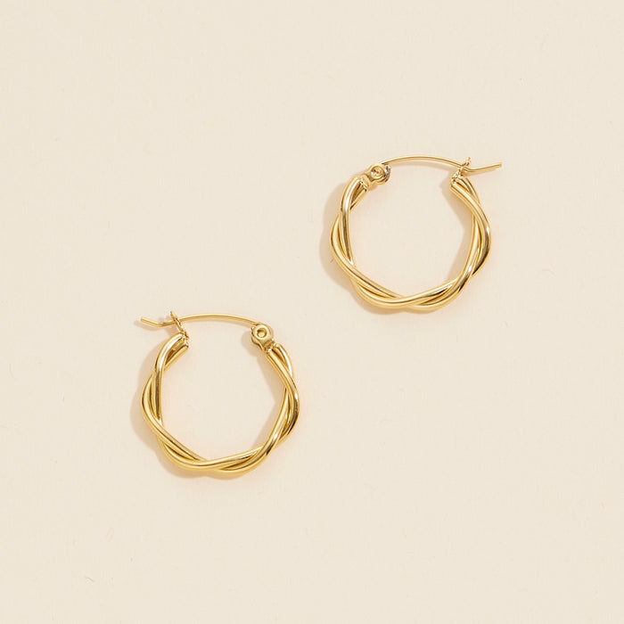 Twisted Gold Dip Stainless Steel Hoop Earrings