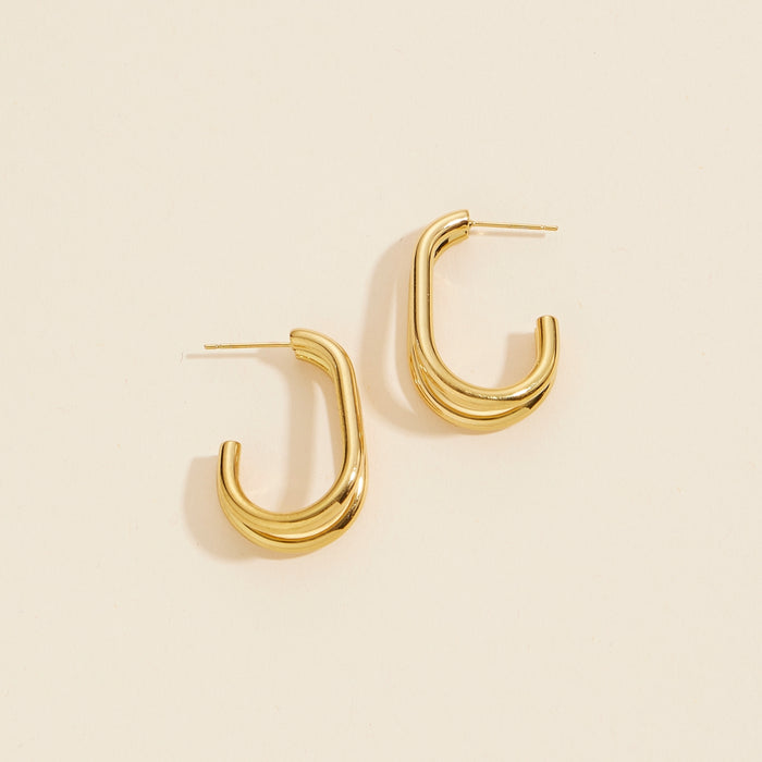 Layered Gold Dip Stainless Steel Hoop Earrings