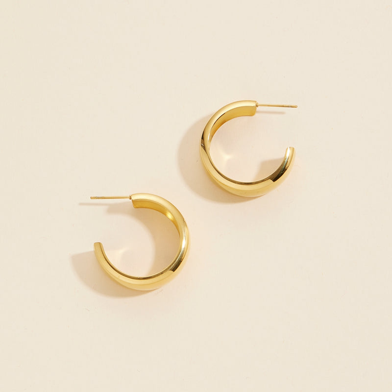 Gold Dip Stainless Steel Open Hoop Earrings