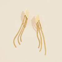 Gold Dip Basic Stainless Steel Fringed Earrings