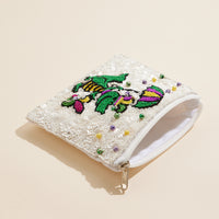 Mardi Gras Sequin Alligator Beaded Pouch