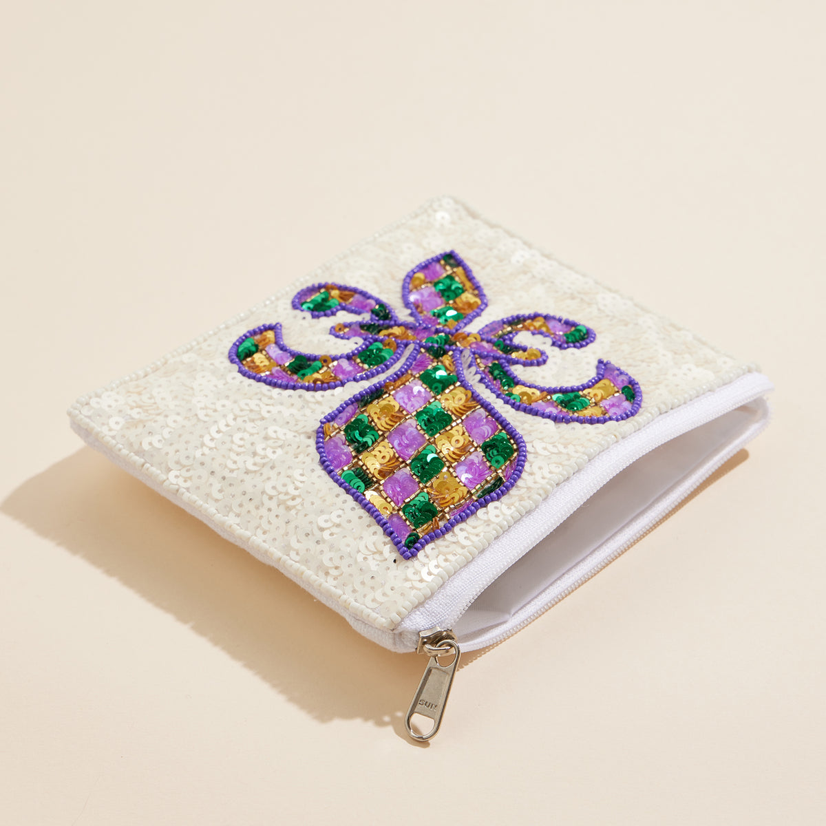 Mardi Gras Fleur-de-Lis Sequin Pouch