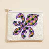 Mardi Gras Fleur-de-Lis Sequin Pouch