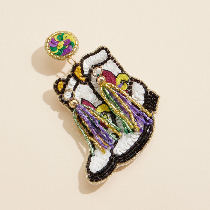 Mardi Gras Cowboy Boot Beaded Brooch Festive Western Accessory