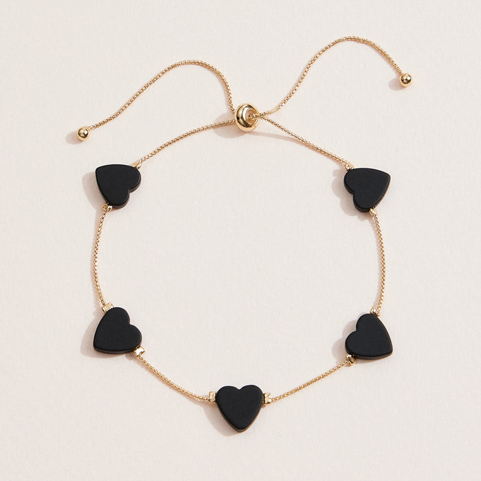 Gold Adjustable Heart Charm Bracelet – Minimalist chain Bracelet