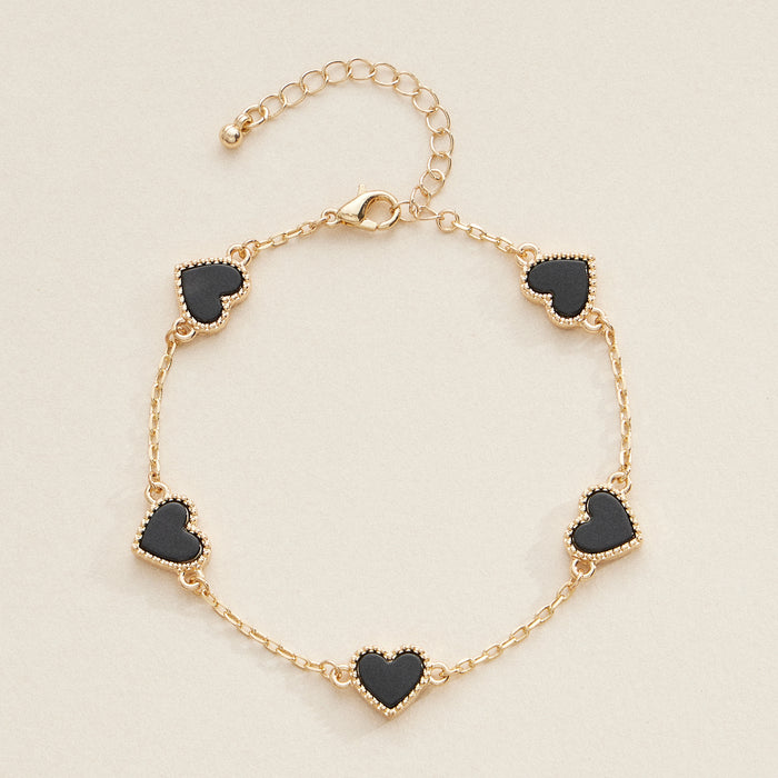 Elegant Gold Heart Charm Bracelets in Vibrant Enamel Colors