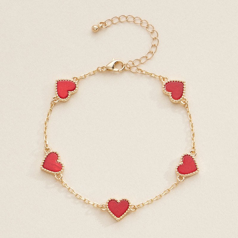 Elegant Gold Heart Charm Bracelets in Vibrant Enamel Colors