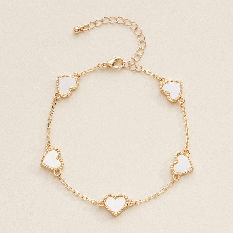 Elegant Gold Heart Charm Bracelets in Vibrant Enamel Colors