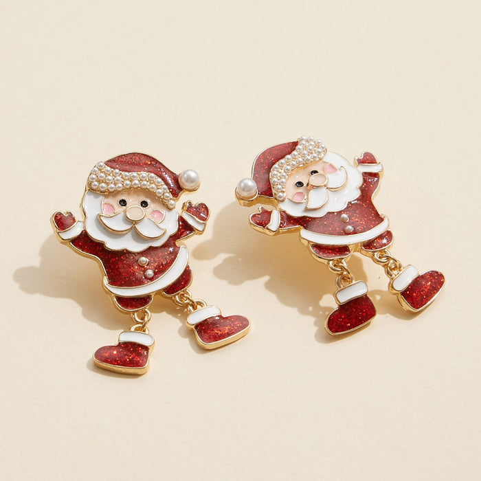 Festive Enamel Santa Claus Earrings