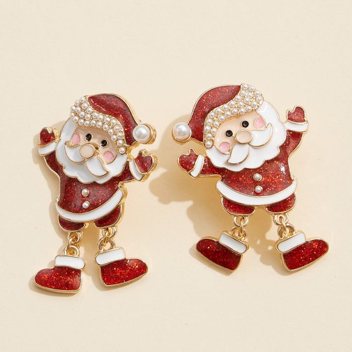 Festive Enamel Santa Claus Earrings