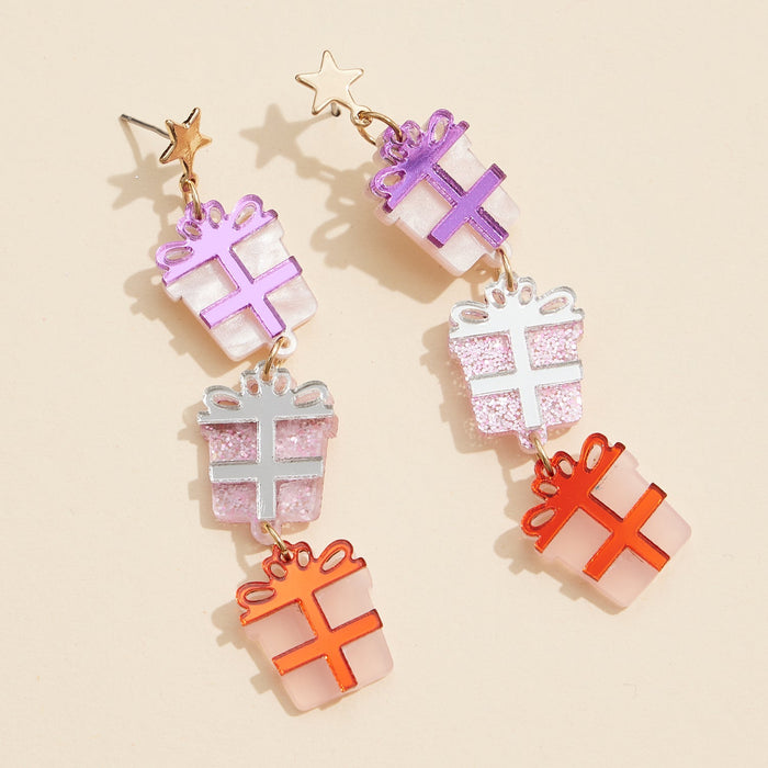 Festive Stacked Gift Acrylic Earrings