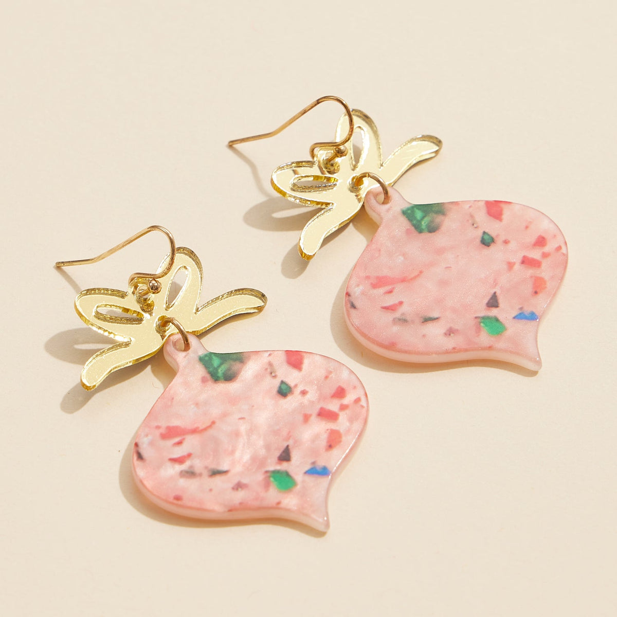 Festive Acrylic Bow and Ornament Drop Earrings