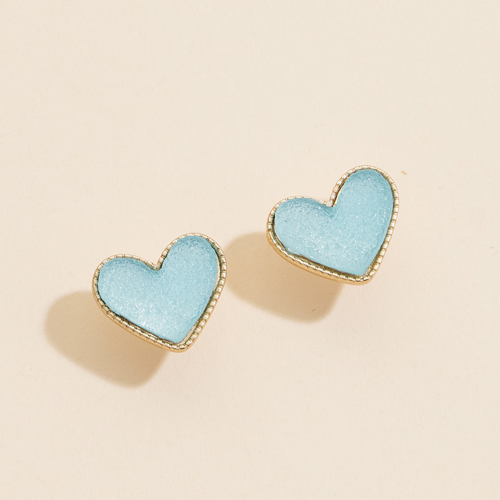 Heart Druzy Stone Stud Earrings