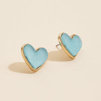 Heart Druzy Stone Stud Earrings