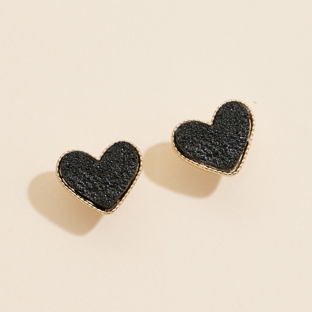 Heart Druzy Stone Stud Earrings