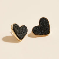 Heart Druzy Stone Stud Earrings