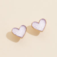 Heart Druzy Stone Stud Earrings