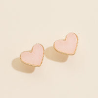 Heart Druzy Stone Stud Earrings