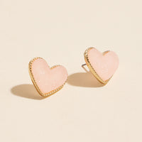 Heart Druzy Stone Stud Earrings