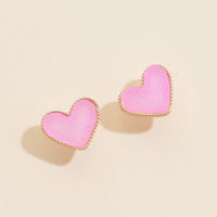 Heart Druzy Stone Stud Earrings