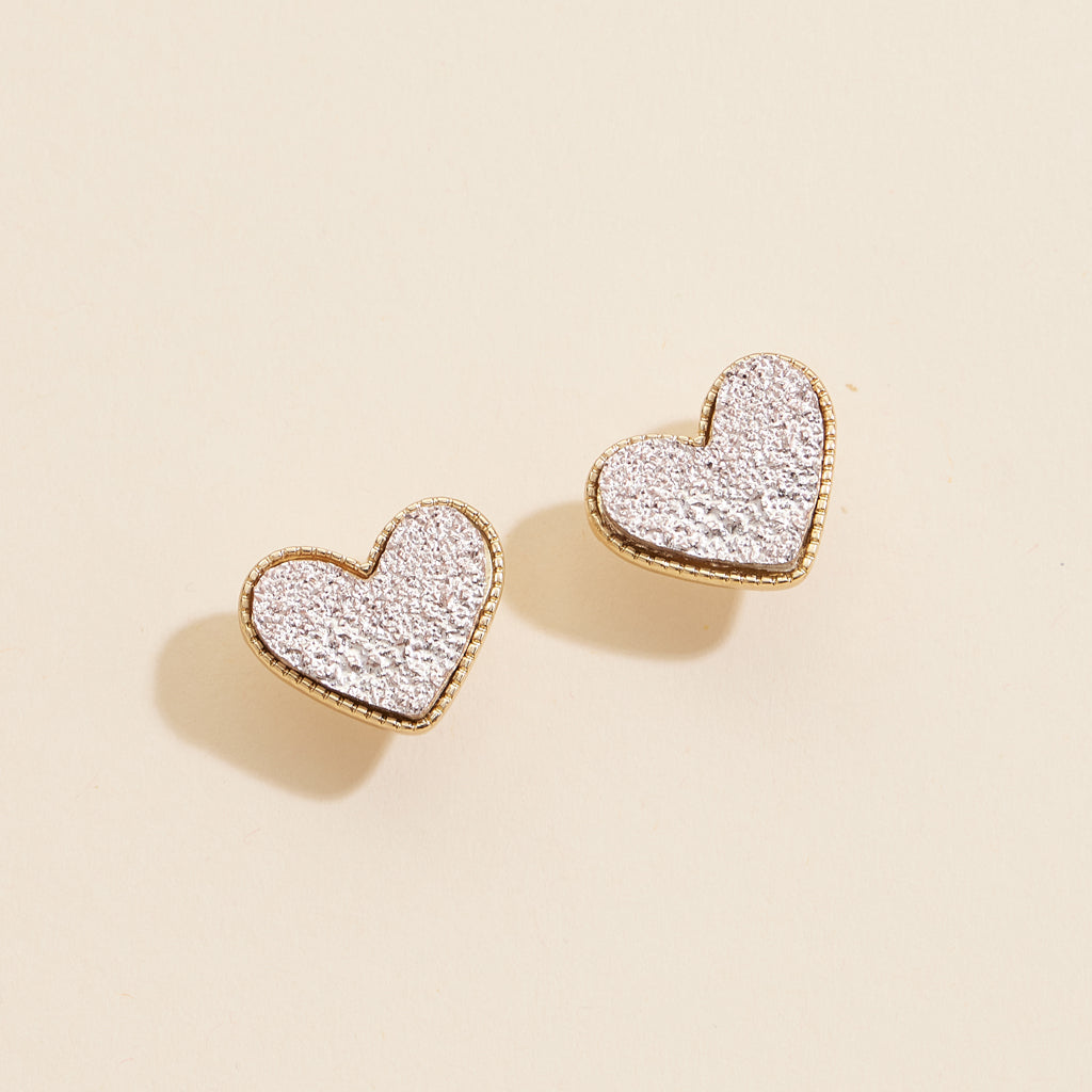 Heart Druzy Stone Stud Earrings