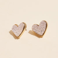 Heart Druzy Stone Stud Earrings