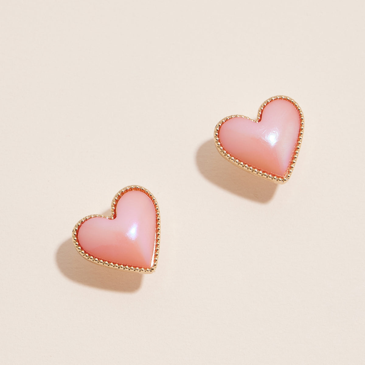 Gold Trim Heart Stud Earrings - Colorful Enamel Jewelry