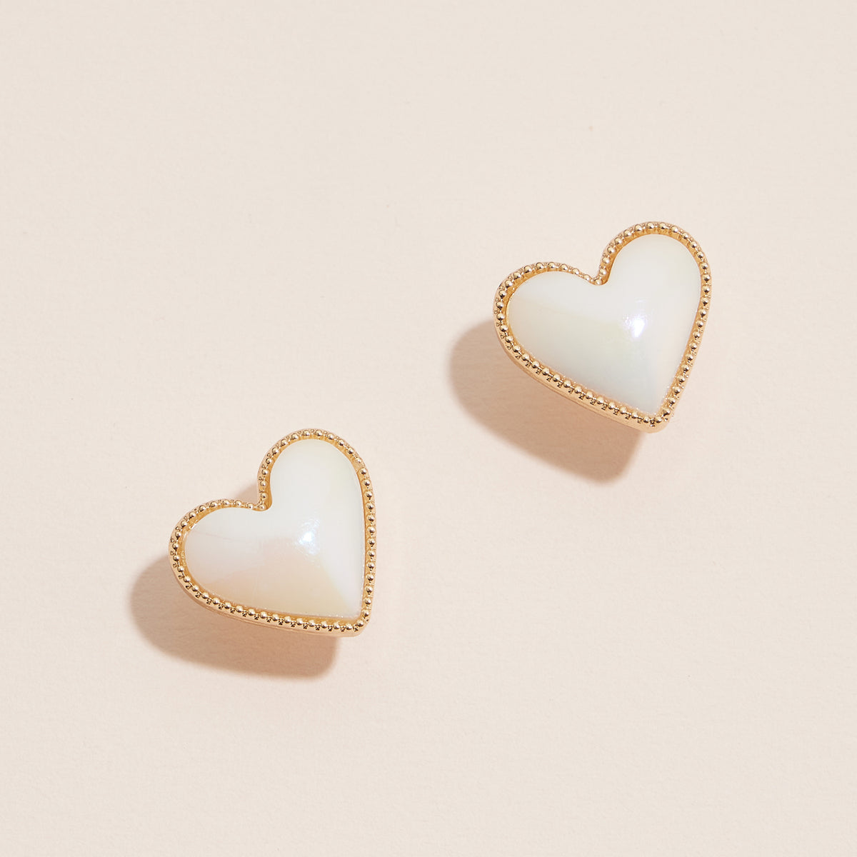 Gold Trim Heart Stud Earrings - Colorful Enamel Jewelry