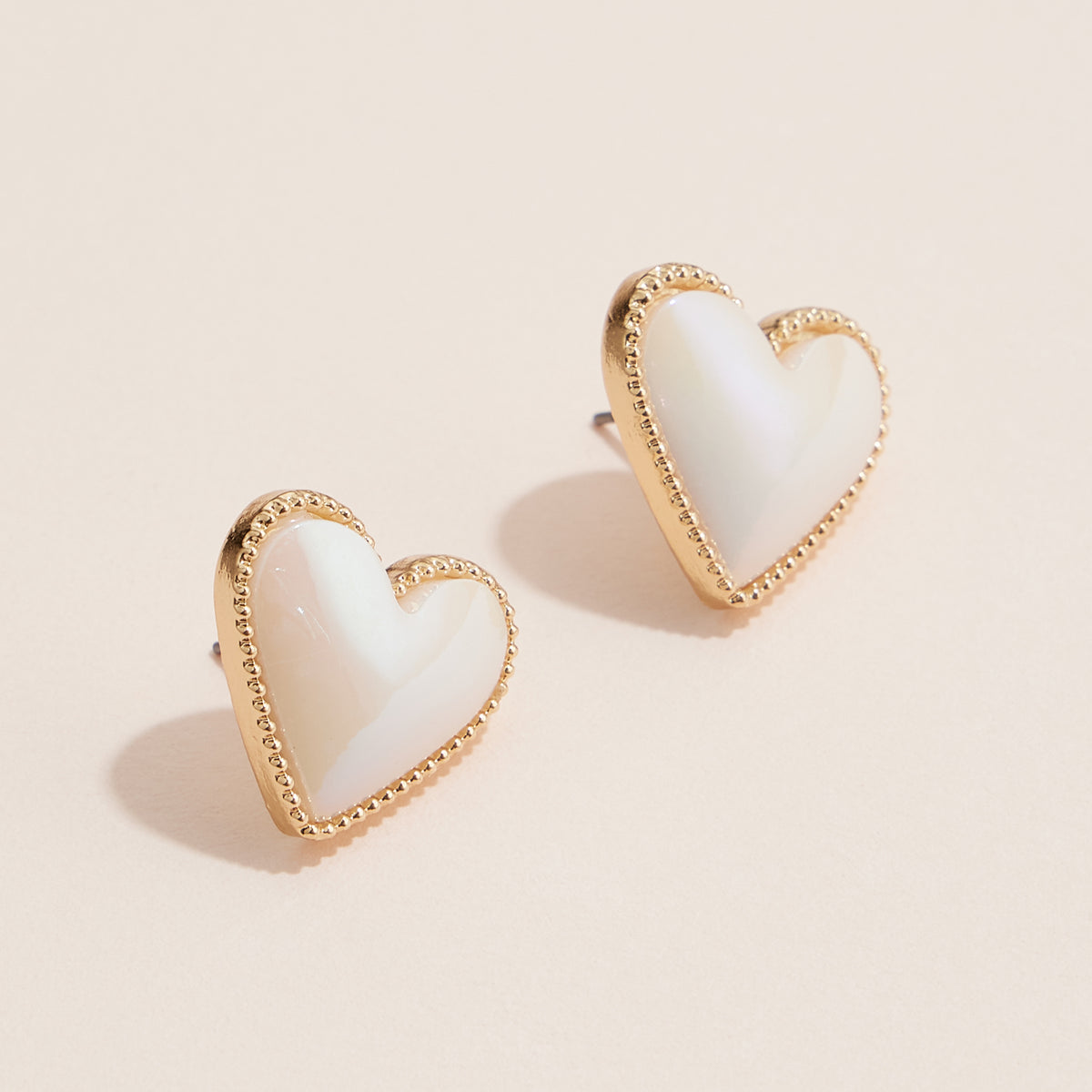 Gold Trim Heart Stud Earrings - Colorful Enamel Jewelry