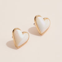 Gold Trim Heart Stud Earrings - Colorful Enamel Jewelry