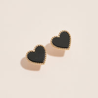 Gold Heart Stud Earrings – Colorful Enamel Finish