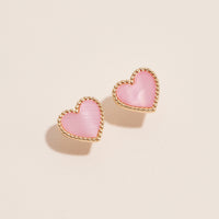 Gold Heart Stud Earrings – Colorful Enamel Finish