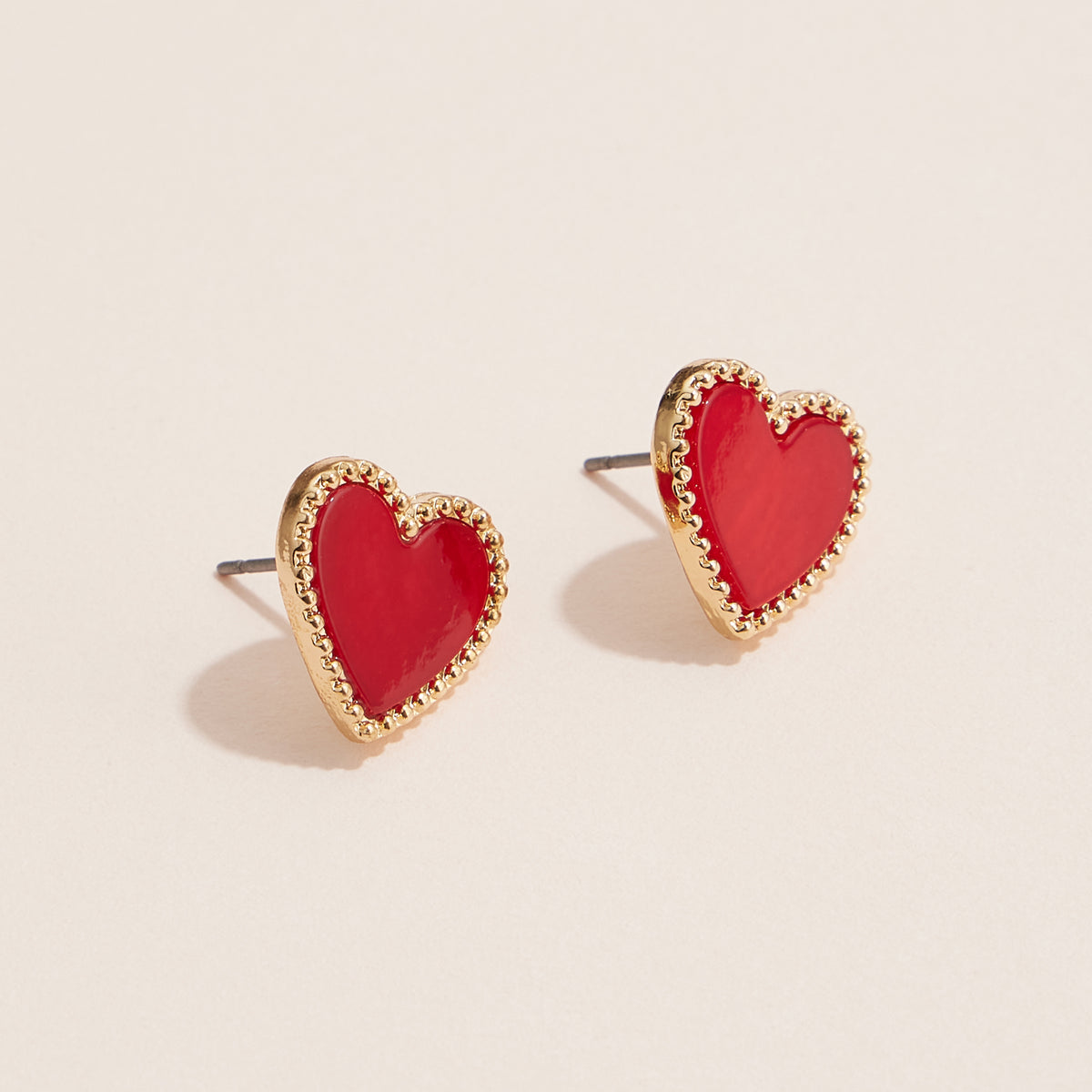 Gold Heart Stud Earrings – Colorful Enamel Finish