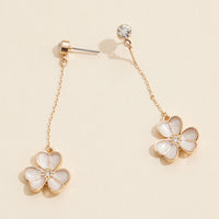 Floral Dangle Earrings with Pearl Petals and Rhinestone Accents