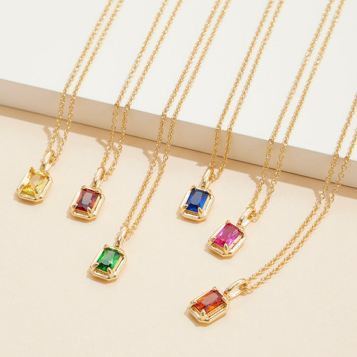 Birthstone Glass Charm Short Necklaces