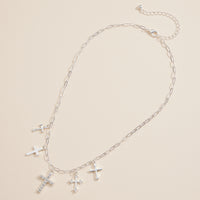 Cross Variation Charm Necklace with Crystal Accents