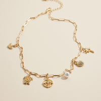 Nautical Charm Necklace With Beach-Inspired Charms