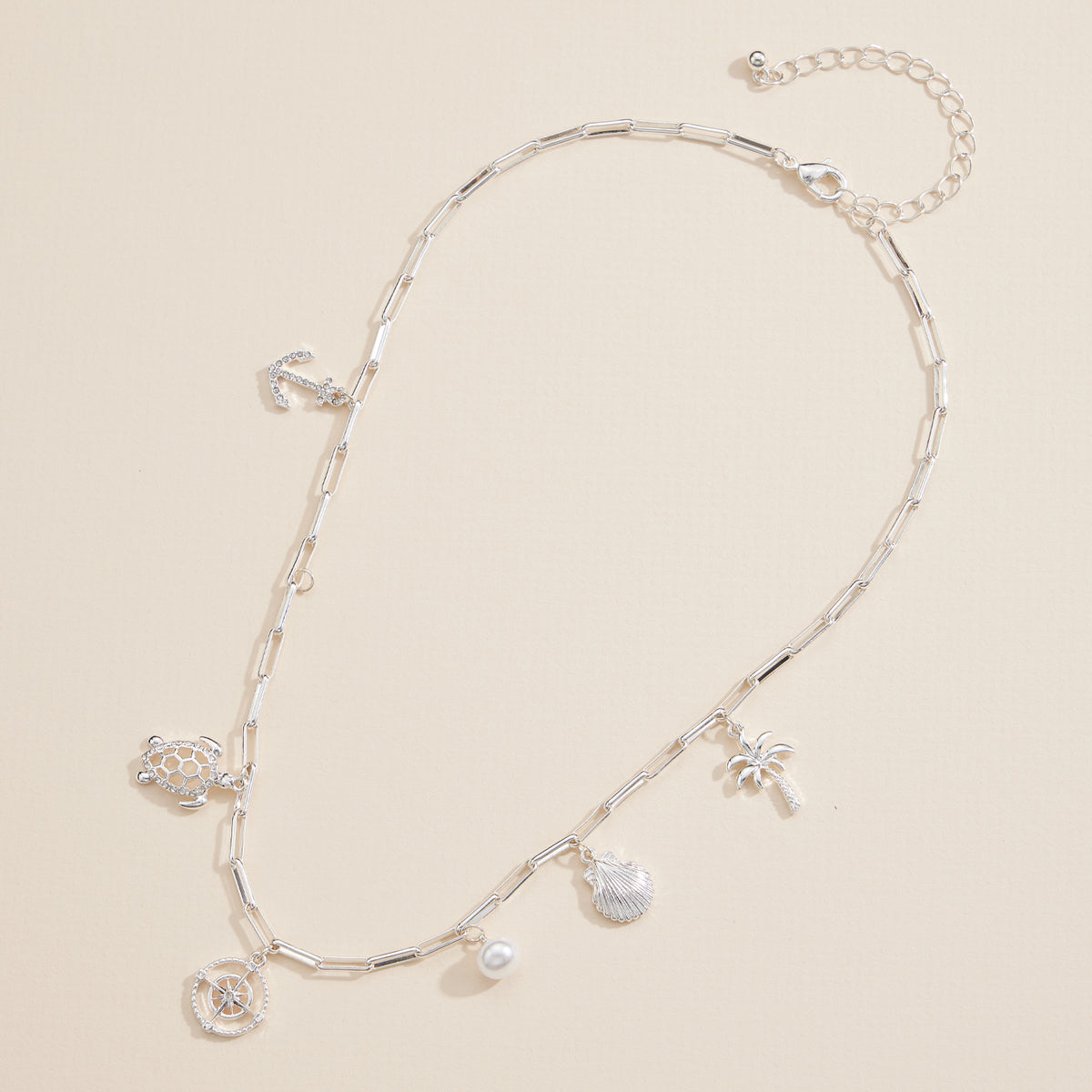 Nautical Charm Necklace With Beach-Inspired Charms