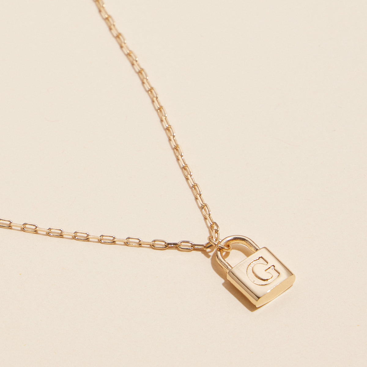 16 Assorted Golden Initial Lock Pendant Necklace