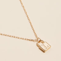 16 Assorted Golden Initial Lock Pendant Necklace