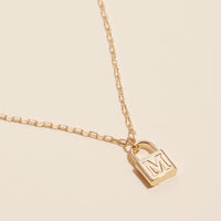 16 Assorted Golden Initial Lock Pendant Necklace