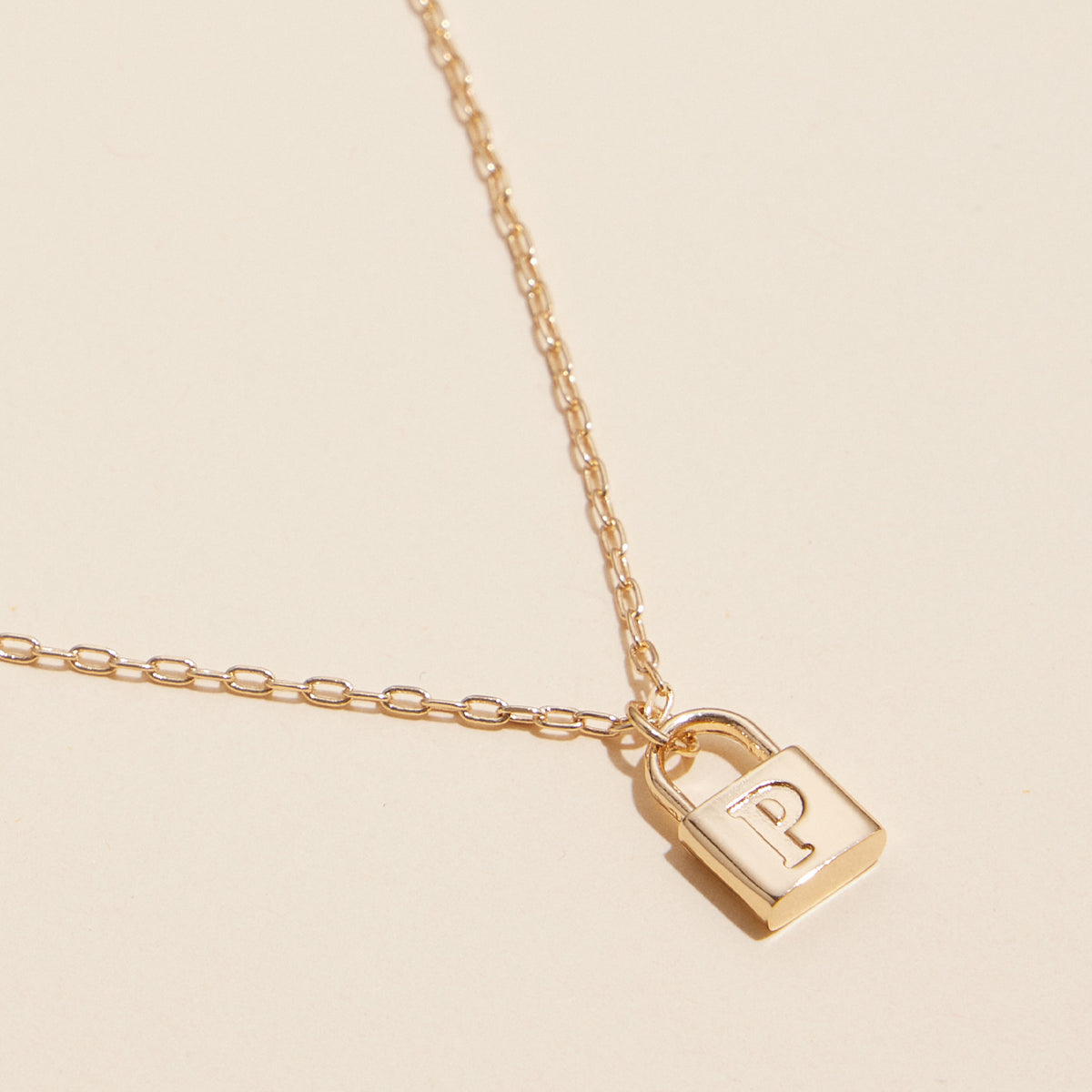 16 Assorted Golden Initial Lock Pendant Necklace