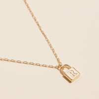 16 Assorted Golden Initial Lock Pendant Necklace