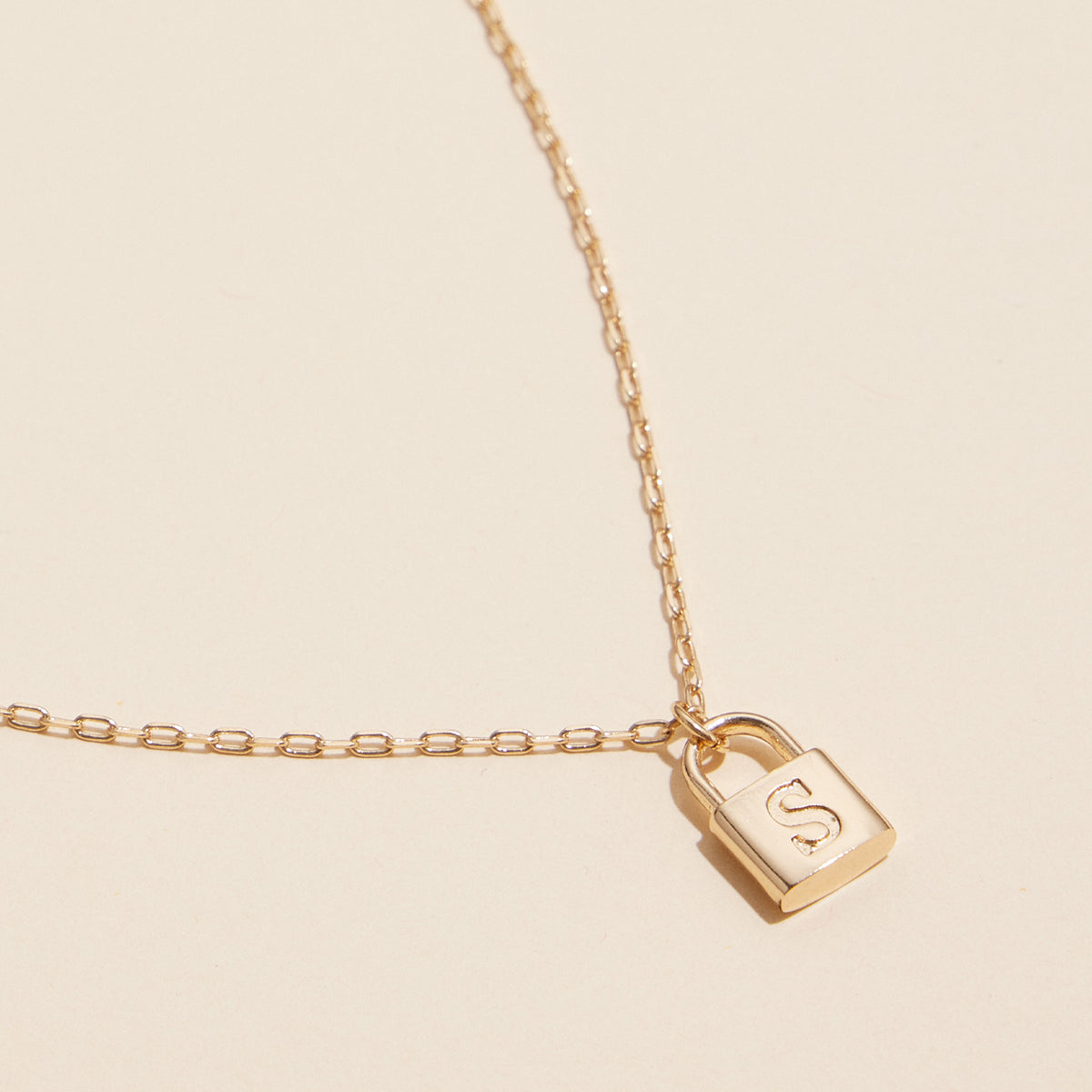 16 Assorted Golden Initial Lock Pendant Necklace