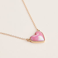 Heart Shaped Enamel Pendant Necklaces in Gold Chain