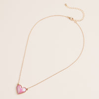 Heart Shaped Enamel Pendant Necklaces in Gold Chain