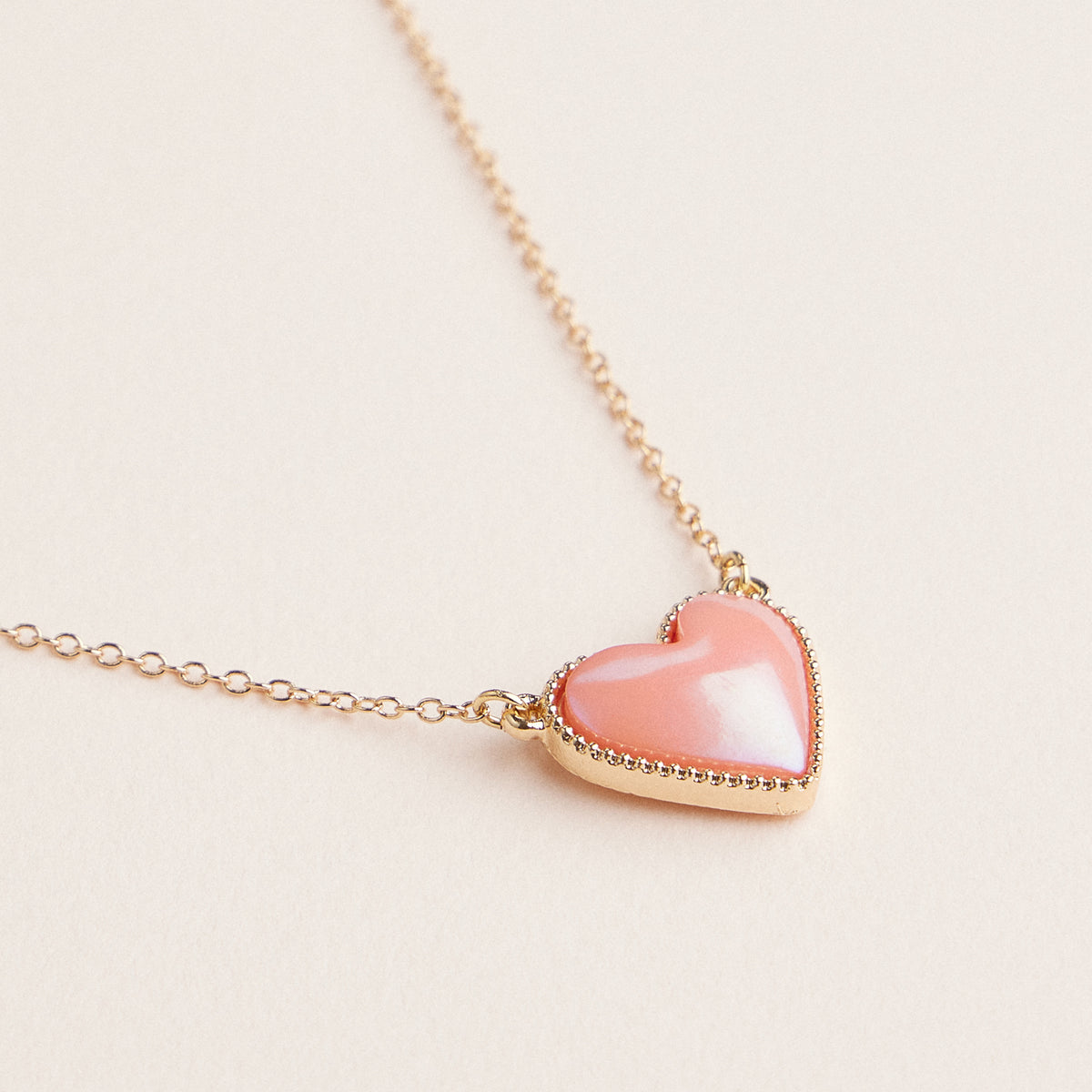 Heart Shaped Enamel Pendant Necklaces in Gold Chain