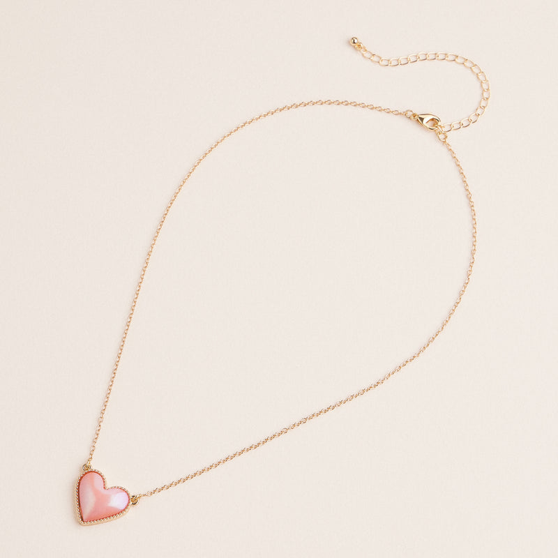 Heart Shaped Enamel Pendant Necklaces in Gold Chain