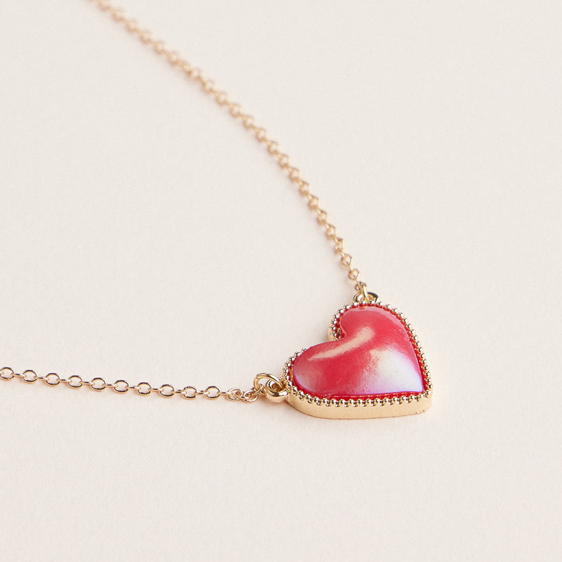 Heart Shaped Enamel Pendant Necklaces in Gold Chain