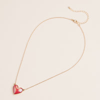 Heart Shaped Enamel Pendant Necklaces in Gold Chain